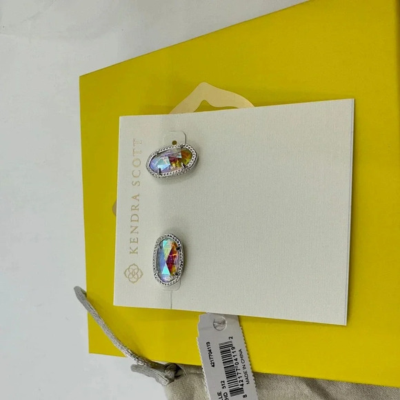 Kendra Scott Ellie Golver Stud Earrings Silver Lilac Abalone Oval Shaped - Picture 9 of 12